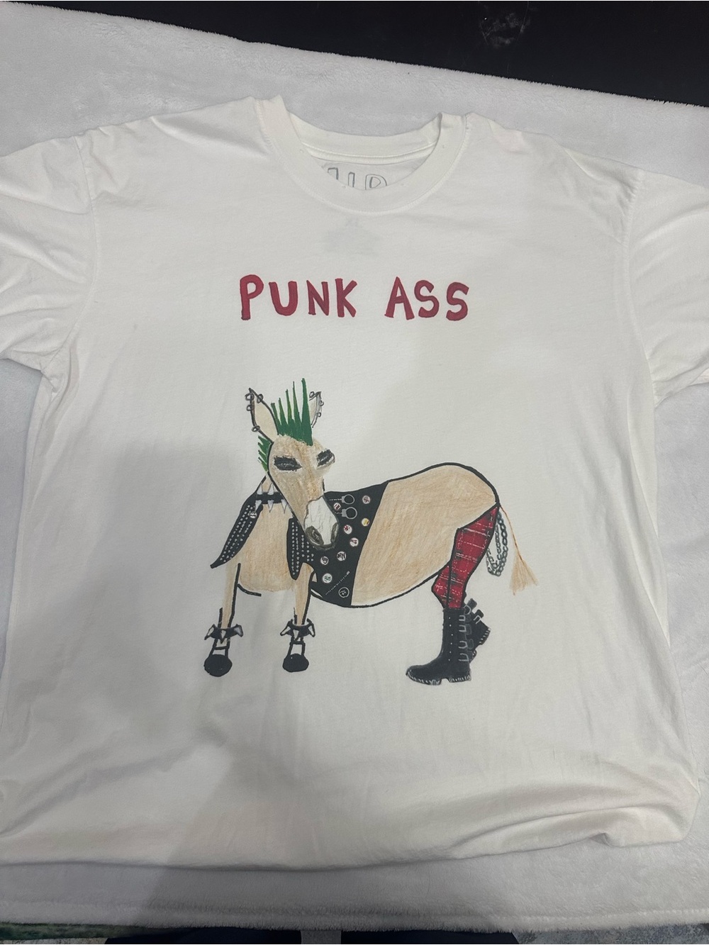 Punk Ass Graphic Tee - White with Multicolor Design